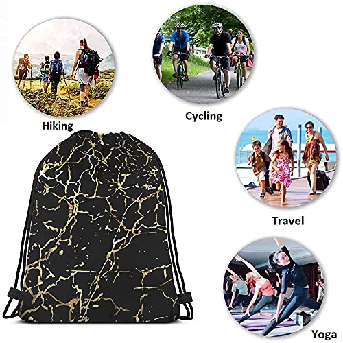 Golden Black Marble Drawstring Bags Backpack Bag Marbling Texture Art Ink Paint Abstract Design Natural Sport Gym Sack Drawstring Bag String Bag Yoga Bag for Men Women - color: Multi-a110
