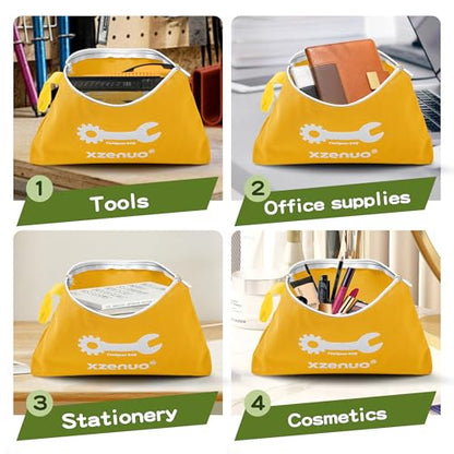 Small Tool Bag with Zipper,16oz 12 inch Tool Pouches - color: Orange