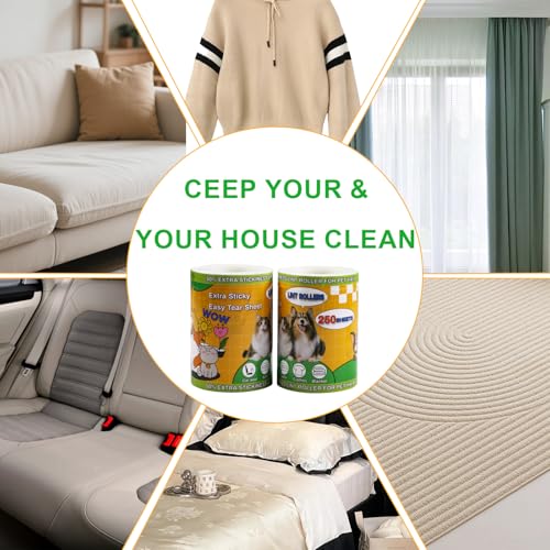 Lint Roller for Pet Hair 500 Sheets Extra Sticky Pet Hair Remover for Clothes Furniture Carpet Cleaner Cars Dogs Travel-Friendly Grip Handle White - size: 2 Rollers 500 Sheets White