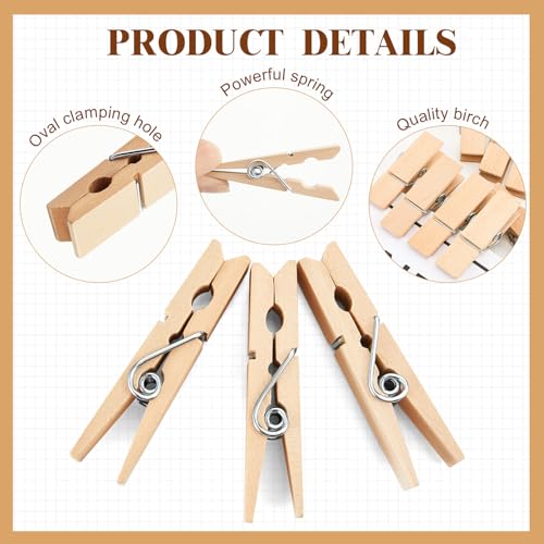 Kigley 90 Pcs Large Wooden Clothespins Jumbo Extra Wide 2.83 Inches Length