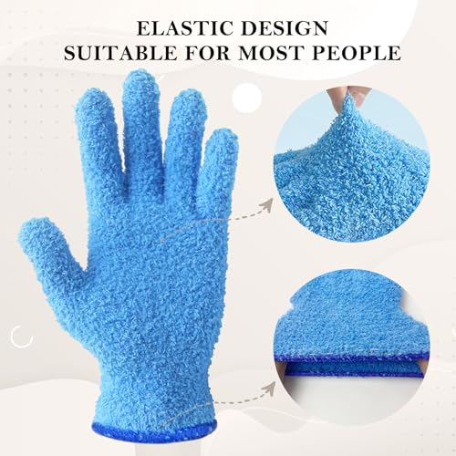 Evridwear 2 Pairs Microfiber Dusting Gloves for Plants & Blinds - color: Blue, size: Small/Medium (Pack of 2)