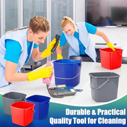 Zhehao 6 Pcs 3 Quart Small Sanitizer Cleaning Bucket, Red,Dark Blue,Gray - color: Red,dark Blue,gray