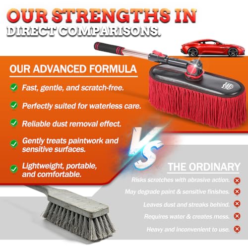 Exterior Car Duster & Brush Kit - Extendable，Wax Cotton - color: Light red