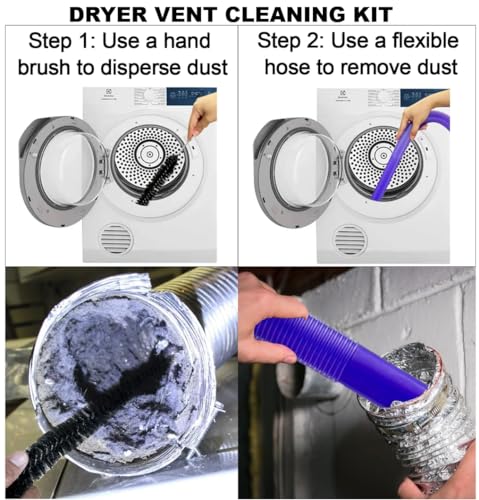 Vacuum Accessories & Attachment Compatible with Dyson V7 V8 V10 V11 V15 V6 DC58 DC59 - Dryer Vent Cleaner Kit & Refrigerator Condenser Coil Brush- Flexible Crevice Tool for Small Crevice