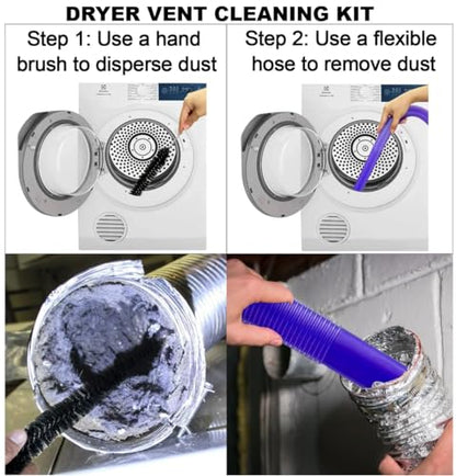 Vacuum Accessories & Attachment Compatible with Dyson V7 V8 V10 V11 V15 V6 DC58 DC59 - Dryer Vent Cleaner Kit & Refrigerator Condenser Coil Brush- Flexible Crevice Tool for Small Crevice