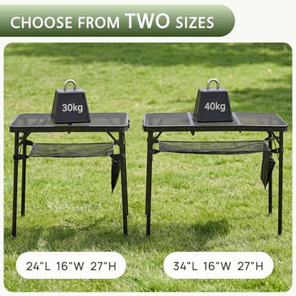 Folding Grill Table, 24"x16" Portable Camping Table with Storage Pocket, Heat Resistant & Waterproof Outdoor Picnic Table, Sturdy Lightweight for Travel Cooking BBQ, Camping, Backyard - size: 24"L x 16"W x 27"H