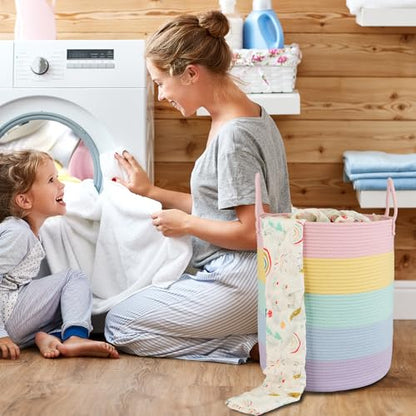 XUANGUO Rope Laundry Basket Hamper for Kids Girl, rainbow - color: rainbow, size: Regular