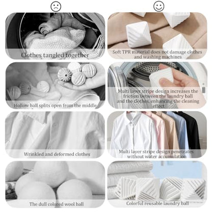 4 Pcs Reusable Laundry Anti Static Balls，Cube Agitator Balls (White) - color: White