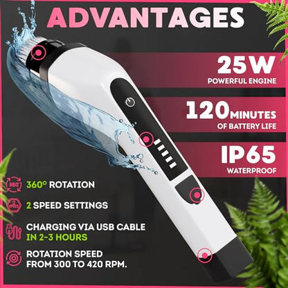 7-in-1 Electric Bathroom Scrubbing Brush, 2500 mAh. Pack of 12 Telescopic Bathtub Scrubber with Long Handle. Electric Bathtub Scrubber. Portable Power Brush for Cleaning Bathroom, Kitchen, Car