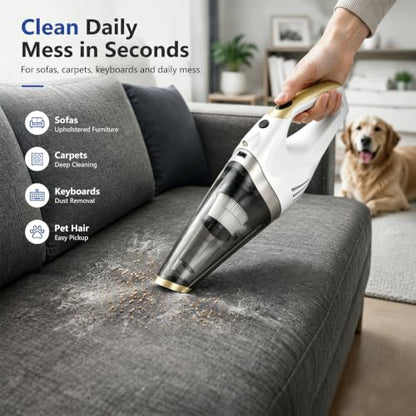 Handheld Vacuum Cordless, Rechargeable Portable Car Vacuum with LED Light