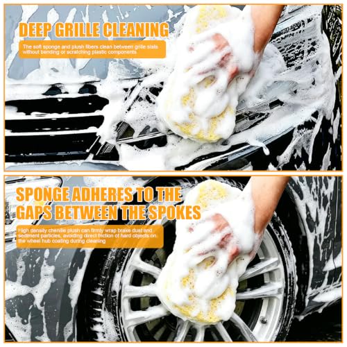 2 Pack Large Plush Car Sponge for Cleaning, 22x11x5CM - color: 2 Pack