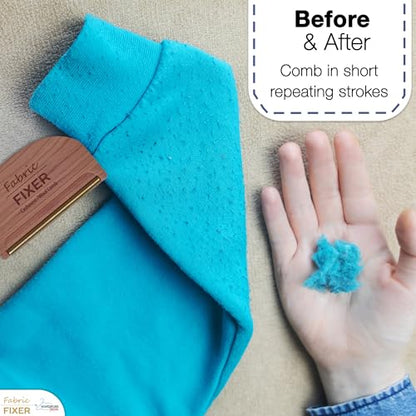 Cashmere Pill Remover Comb with Cedar Wood Handle - Sweater Fuzz Comb & Wool Pilling Remover for Delicate Clothing, Fabrics, Furniture, Sheets by Fabric Fixer