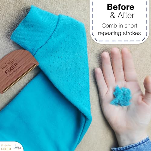 Cashmere Pill Remover Comb with Cedar Wood Handle - Sweater Fuzz Comb & Wool Pilling Remover for Delicate Clothing, Fabrics, Furniture, Sheets by Fabric Fixer