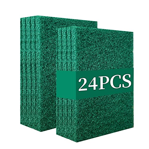 Heavy Duty Scour Pads Sponge Dish Scrubber Non-Scratch Green Reusable Household Scrub Pads for Kitchen and Dish Cleaning Tool (24Pcs) - style: 24Pcs