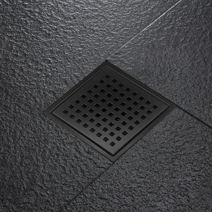 4 Inch Square Shower Drain with Flange, Removeable Grate SUS 304 Stainless Steel Shower Drain with Hair Catcher (Matte Black, 4 Inch) - color: Matte Black, size: 4 Inch