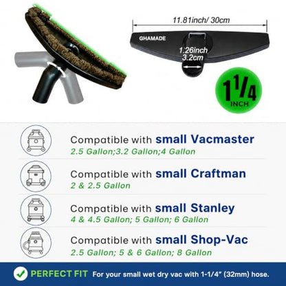 Universal Vacuum Attachments & Brushes Kit - Hardwood Floor Vacuum Brush Head Attachment & Shop-vacs Accessories - Universal Vacuum Hose Adapter Kit & Dryer vent Flexible Crevice Attachment