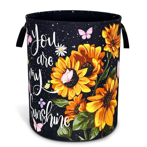 You Are My Sunshine Sunflower Laundry Basket Oxford Cloth 18.9 x 16.5 Inch - color: You Are My Sunshine Sunflower