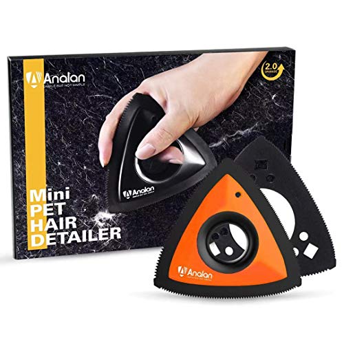 Analan Mini Pet Hair Remover for Car Detailing(Suit with 2 Blades,Orange) - color: Orange