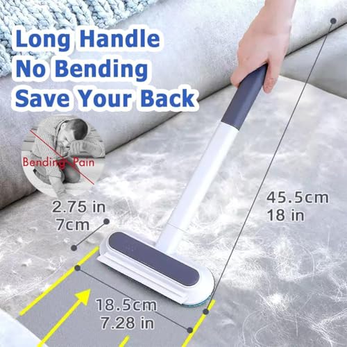 4 in 1 Pet Hair Remover, Reusable, Effective Cat and Dog Hair Removal Cleaning Tool with 17-Inch Extra Long Handle Multifunctional Fur Lint Brush for Couch, Furniture, Carpet, Clothes, Bedding - color: No Glove