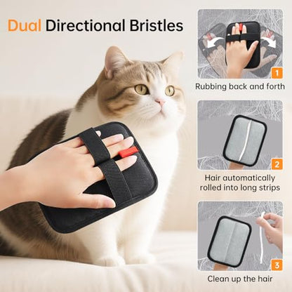 1 Pcs Pet Hair Removal Gloves, Reusable Electrostatic Pet Cat Dog Hair Remover Grooming Gloves Brush Tool for Couch, Furniture, Carpet, Car Seat (1 Pack Black) - color: 1 Pack Black