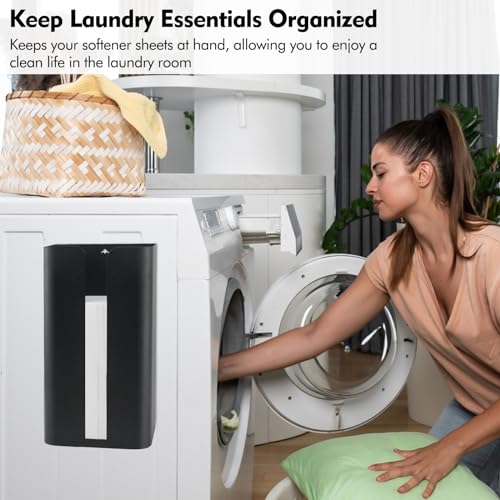 Magnetic Laundry Dryer Sheet Dispenser, Tissue Holder, Garbage Bag Dispenser for Fridge, Kitchen, Laundry (Black) - color: Black