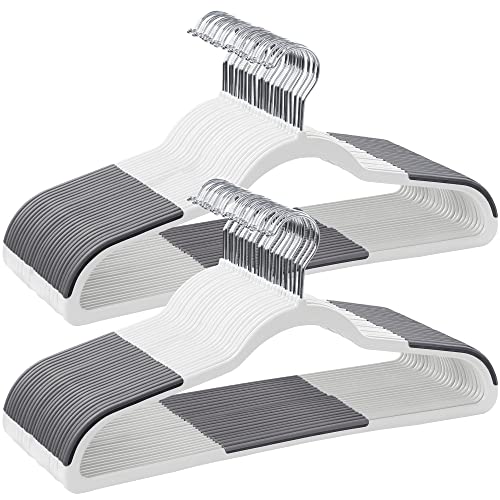 SONGMICS Plastic Clothes Hangers, Pack of 50, Space-Saving - color: Cloudwhite + Darkgray, size: 50 Pack