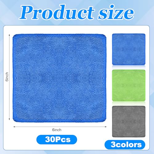 Tanlade 30 Pcs Dry Erase Cloth,6 X 6 Inch,Gray/Green/Blue - color: Gray/Green/Blue, size: 6 x 6 Inch