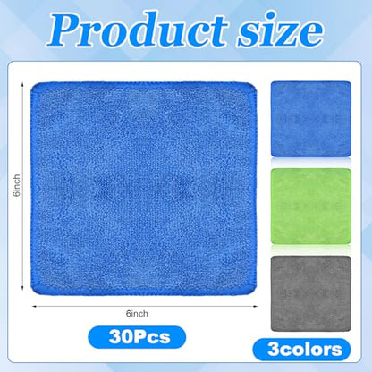 Tanlade 30 Pcs Dry Erase Cloth,6 X 6 Inch,Gray/Green/Blue - color: Gray/Green/Blue, size: 6 x 6 Inch
