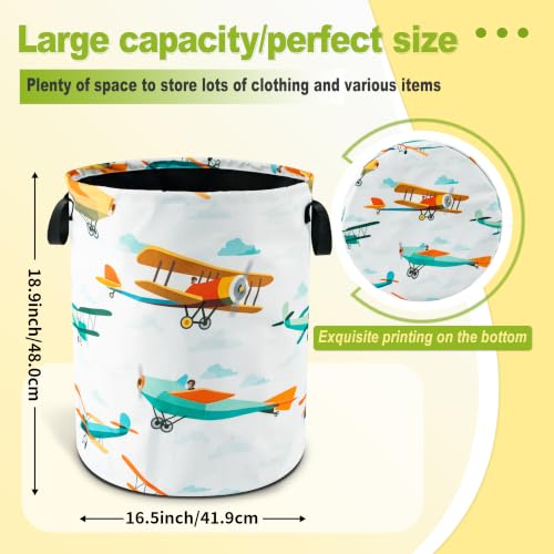 Airplane Cartoon Laundry Basket Foldable Waterproof Hamper 18.9 x 16.5 Inch - color: Funny Plane