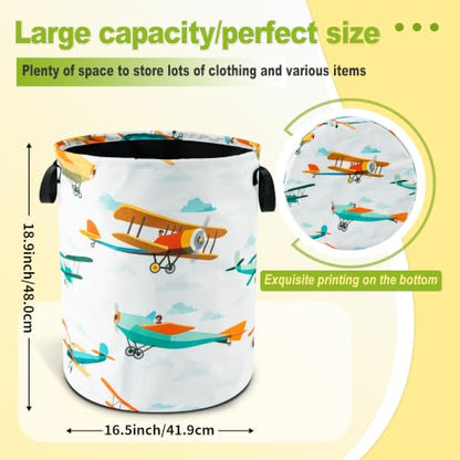 Airplane Cartoon Laundry Basket Foldable Waterproof Hamper 18.9 x 16.5 Inch - color: Funny Plane