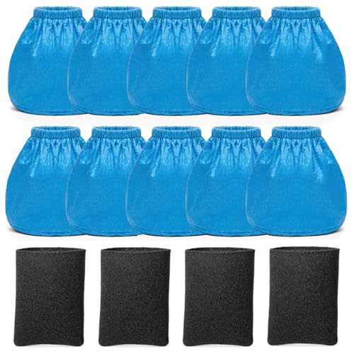 10 Pack VRC2 Cloth Filters + 4 Pack VFF21 Foam Filter Kit Compatible with Vacmaster 1.5 to 3.2 Gallon Wet/Dry Vacuums, Also Fit for Armor All 2.5 Gallon Shop Vacuums AA155 AA256 AA255 - color: 10+4