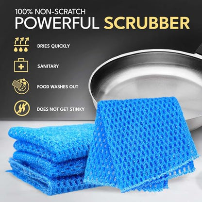 Non Scratch Dish Scrubbers for Cleaning Dishes (3PK) - Reusable Kitchen Sponge - Replace Dish Sponges for Washing Dishes - Best Household Scrubbing Pad & Alternative Dishwashing Scrub Pads Supplies - color: Blue 3 Pk