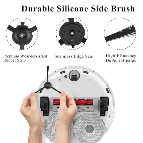 Side Brushes Replacement Compatible with Roborock Q Revo/Qrevo S/Qrevo Pro/Qrevo Master/S8/S8+/ S8 Pro Ultra/Q5/Q7/Q7Max/Q8 Max/S7/S7 Max Ultra/S7 MaxV/S6/S5/S4/E2/E3/E4/E5 Robot Vacuum - color: Black