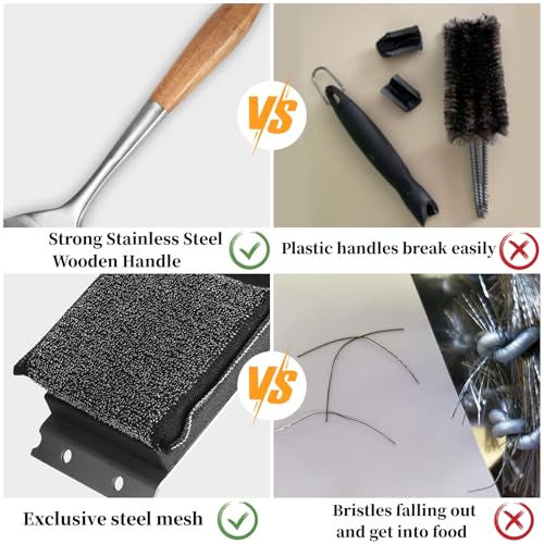 XUDAKAIXIN Grill Brush Bristle Free,Unique Steel Fibers Pad [Safe & Efficient] Perfect for Any Grill/Flat Tops Griddles,Safe Grill Cleaner for Outdoor Grill,Gifts for Men/Dad - style: XUDAKAIXIN Steam Grush Brush Style 2