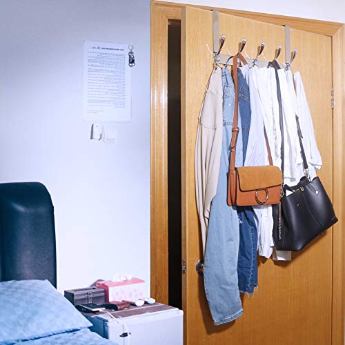 WEBI Over The Door Hook,Door Hanger Hook Rack with 5 Tri Hooks for Hanging Coats, Over The Door Towel Rack Door Coat Hanger Door Coat Rack for Bathroom,Behind Back of Door,Silver - color: Silver, size: 1 Pack