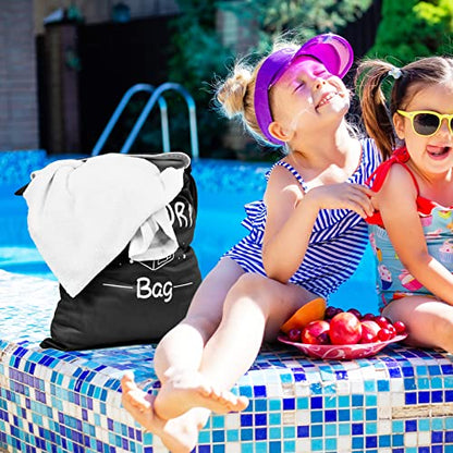 2 Pcs Large Travel Laundry Bag - Waterproof Wet Dry Washable for Dirty Clothes, Bathing Suit, Workout, Gym, Swimming, Yoga - color: Black+Blue