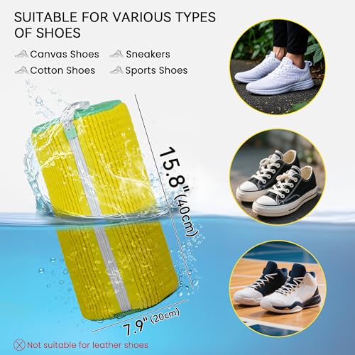 2Pcs Shoe Washing Machine Bag, Yellow Green - color: Bright yellow Green