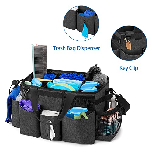 LoDrid Wearable Cleaning Caddy Bag with 4 Foldable Dividers, Black - color: Black