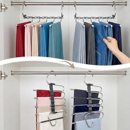 2 Pack Pants Hangers Space Saving - Closet Layers for Jeans Trousers Slacks