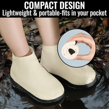 Rain Shoe Covers Waterproof Reusable Galoshes Overshoes - color: Milk White, size: X-Large