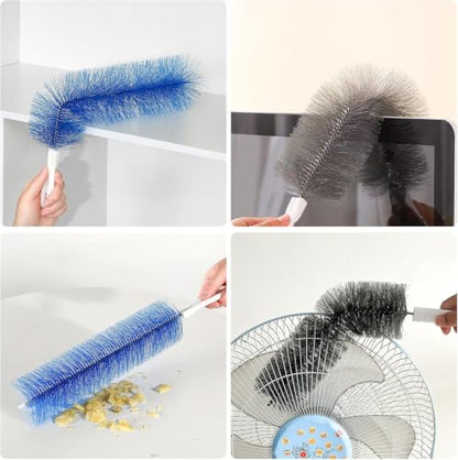 Fan Cleaning Brush, Flexible Dust Removal Brush, Reusable Microfiber Dust Collector, Cleans Without Disassembly, Suitable for Electric Fans, Louvers and Air Conditioning Vents (Blue + Gray).