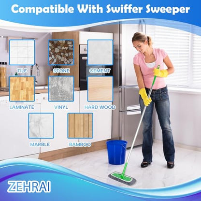 6 Pack Reusable Microfiber Mop Pads Compatible with Swiffer Sweeper Mop, Dry Sweeping Cloths & Wet Mopping Cloths, Washable Wet Pads Refill for Hardwood Surface Floor Cleaning - color: Grey 6 Pack