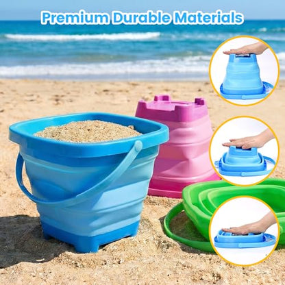 SHINDEL Collapsible Bucket for Kids,3 Pcs, Multicolor - color: Mix 1