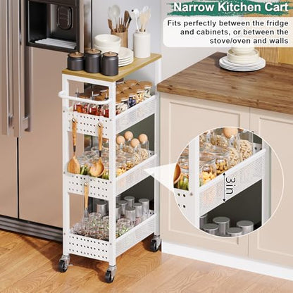 Laundry Room Slim Rolling Cart with Wheels for Between Washer and Dryer Gap - color: Light White, size: 9.1″ Wide