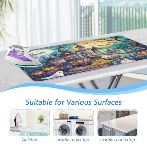 Cute Cartoon Halloween Bat Castle Ghost Pumpkin Ironing Mat Thickened Ironing Blanket Travel Portable Double-Side Using Ironing Pad Travel Isolate Heat Pad Cover for Washer Dryer Table Top Coun - color: Cute Cartoon Halloween Bat Castle Ghost Pumpkin