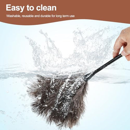 Ostrich Feather Duster-14.9 Inch Mini Natural Feathers Dusters with Plastic Handle Reusable Handheld for Cleaning Supplies Home Car Office(6pcs) - color: Natural-14.9in-styleb-6pcs
