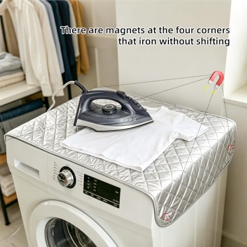 Ironing Mat Kit, 39.8" x 18.1" Foldable Portable Large 4-in-1 Ironing Mat with Magnetic Edges for Tabletop, Door, Washer & Dryer