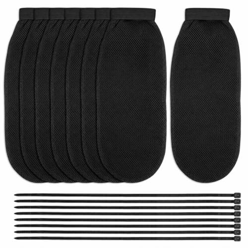 8 Pcs Lint Traps for Washing Machine Hose with 8 Pcs Tie Strap Nylon Mesh - color: Black
