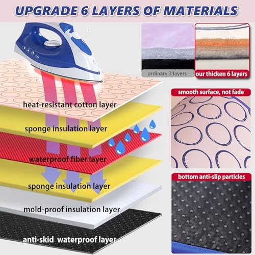 Portable Ironing Mat for Table Top Iron Pad for Countertop Thick Ironing Blanket Over the Door Steamer Pad Washer Dryer Heat Resistant Mat Travel Ironing Board (Large 47.2"x23.6") - size: Large 47.2"x23.6"