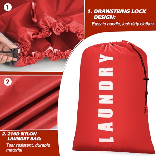 Isink Laundry Bag, 2 Pack Travel Laundry Bags for Dirty Clothes, Large Laundry Bags for Camping & Traveling, Dirty Clothes Travel Bag, 24" x 36" (Black + Red) - color: Laundry Bags (Black + Red)